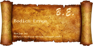 Bodics Ernye névjegykártya